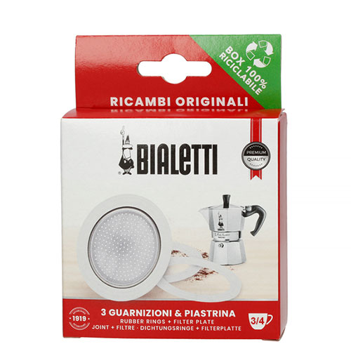 Bialetti Moka Filterplaatje + Siliconen Ring 3 en 4 kops