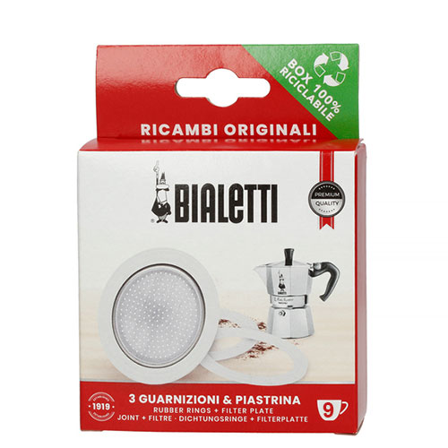 Bialetti Filterplaatje ALU + 3 rubber ringen 12 kops