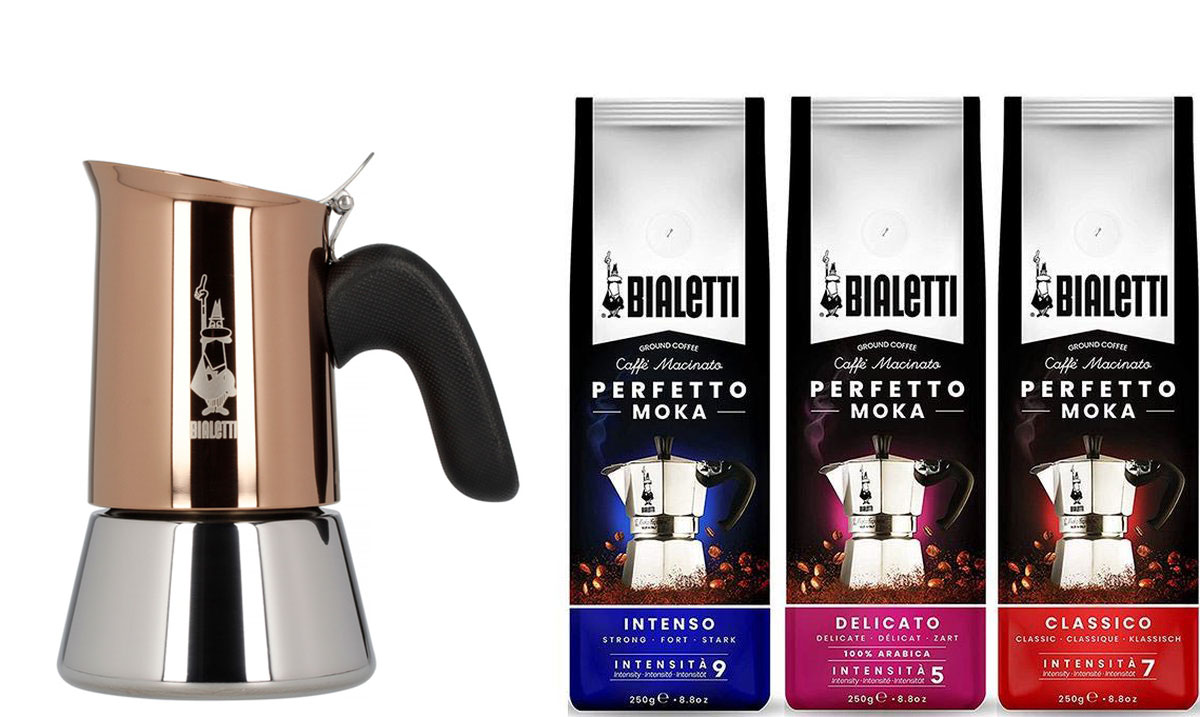 Bialetti Venus Copper 6 kops + koffiepakket 3x250gr