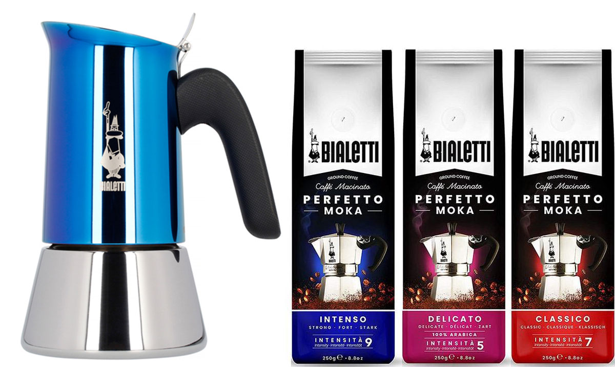 Bialetti Venus Blue 6 kops + koffiepakket 3x250gr