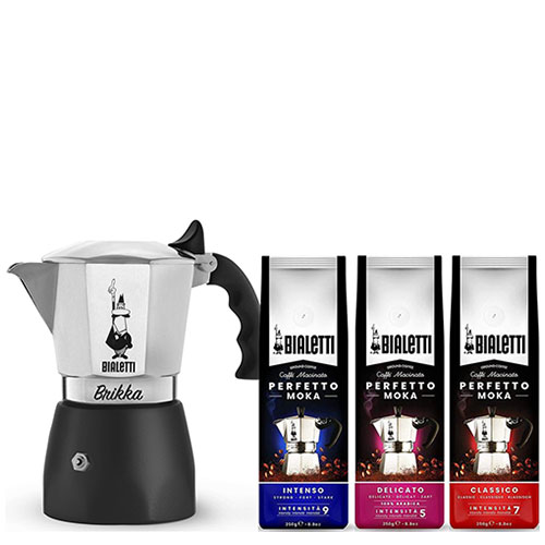 Bialetti Brikka Percolator 2 kops – 100ml + Bialetti Koffie Proefpakket